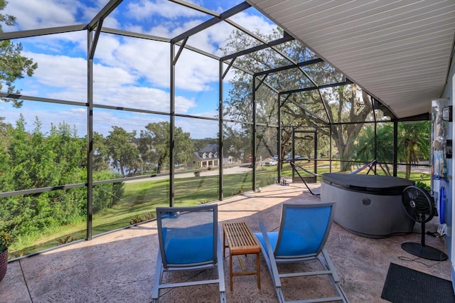 view of patio with a lanai