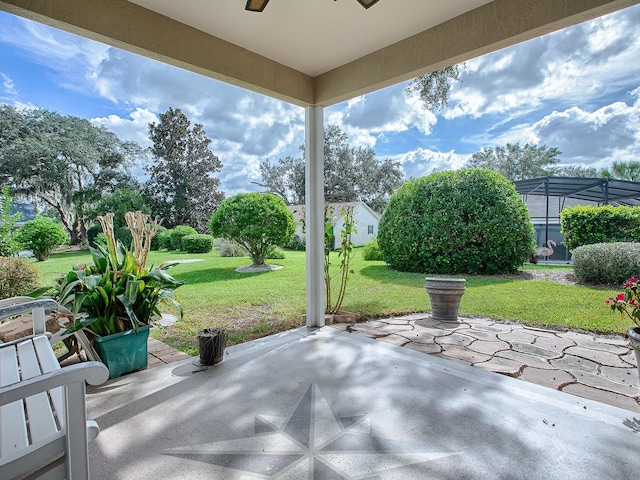 view of patio / terrace with glass enclosure