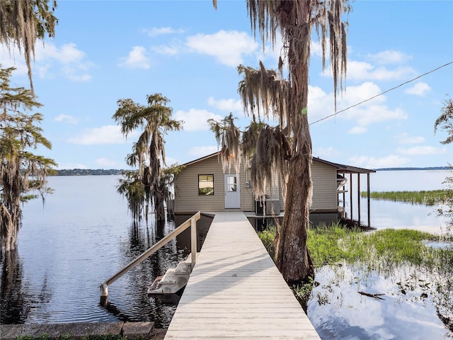 dock area with a water view