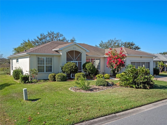 ranch-style house featuring a front lawn