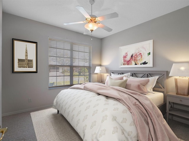 bedroom featuring carpet and ceiling fan