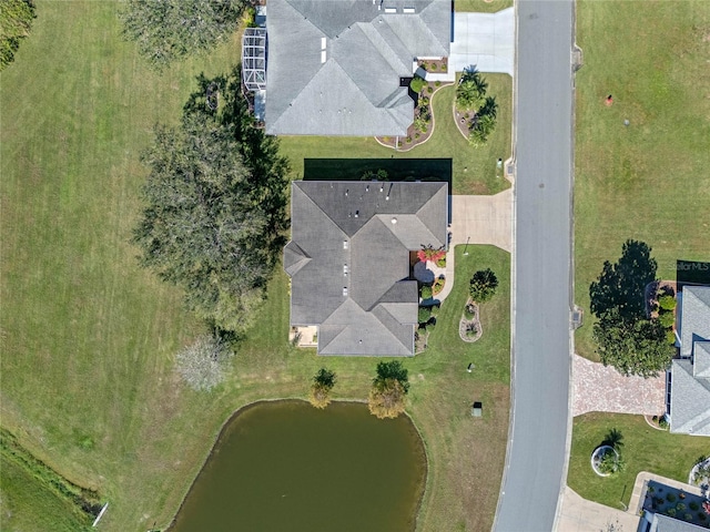 bird's eye view featuring a water view