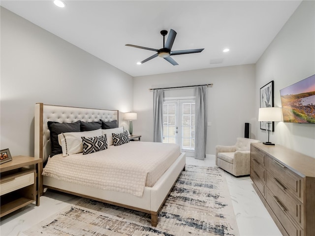 bedroom featuring ceiling fan