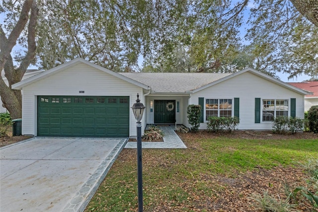 single story home with a garage