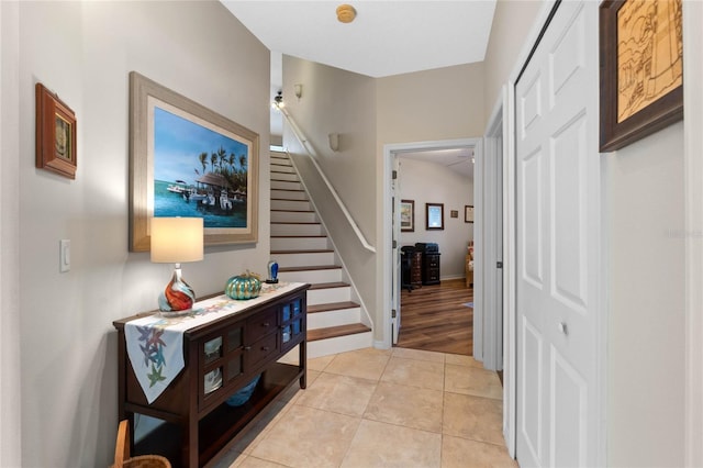 entrance foyer with light hardwood / wood-style flooring