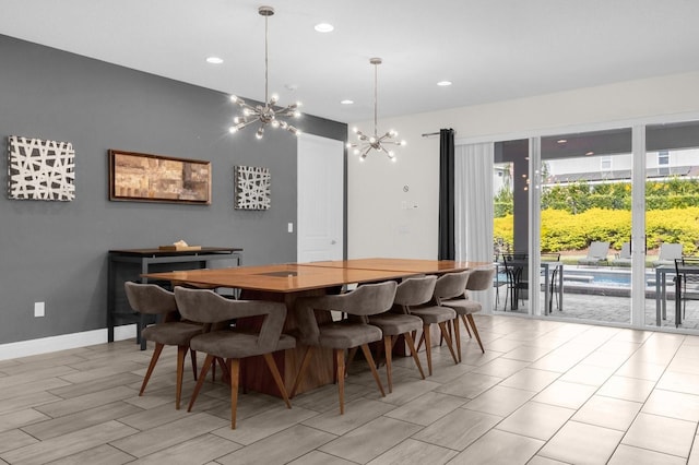 dining room featuring an inviting chandelier