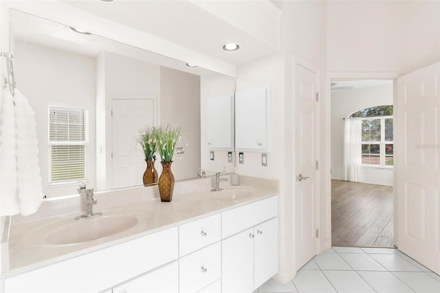 bathroom featuring vanity and tile patterned flooring