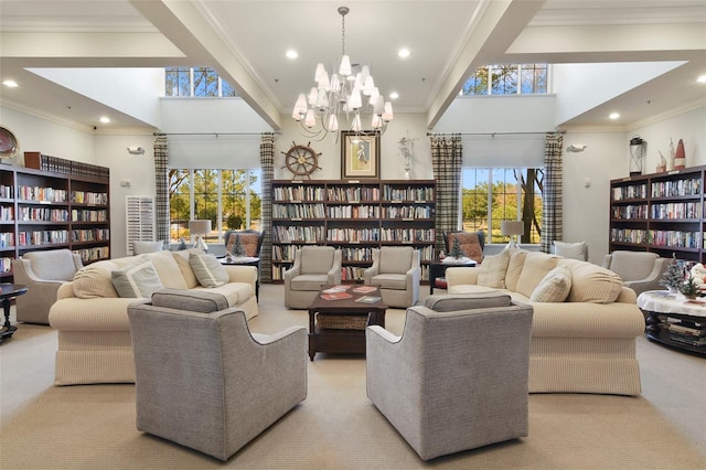 living room with light colored carpet and a wealth of natural light