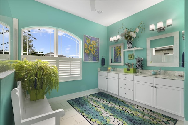 bathroom featuring vanity and tile patterned floors