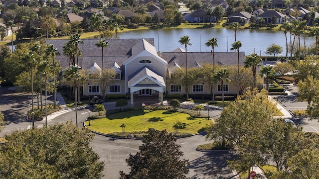 bird's eye view featuring a water view