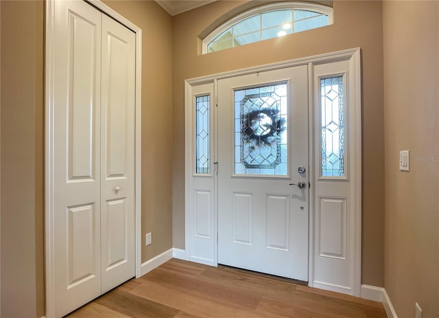 entryway with light wood-type flooring