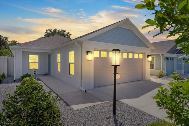 view of front facade with a garage