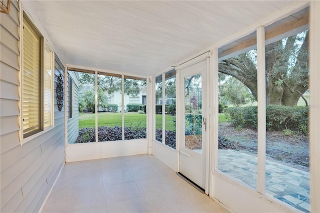 view of unfurnished sunroom