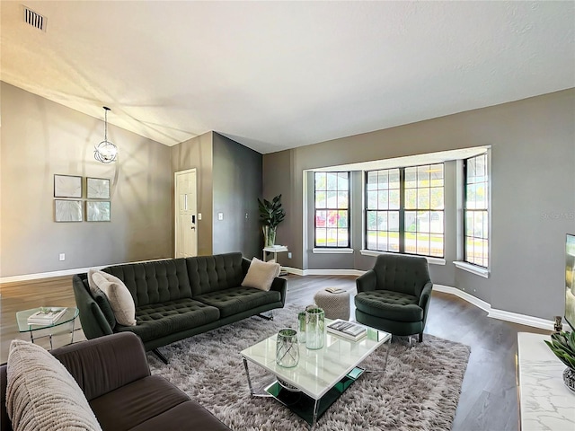 living room with wood-type flooring