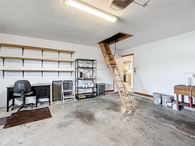 garage with a garage door opener