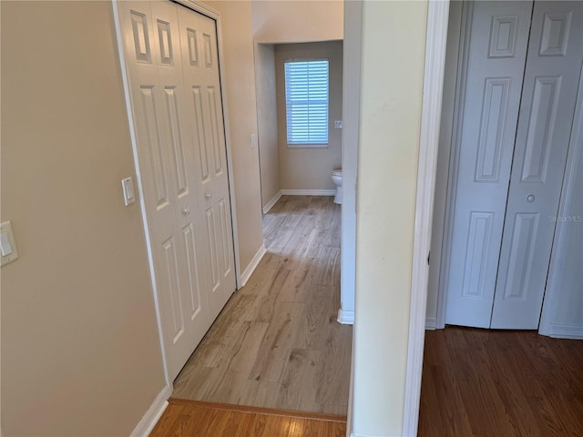 hall featuring light hardwood / wood-style flooring