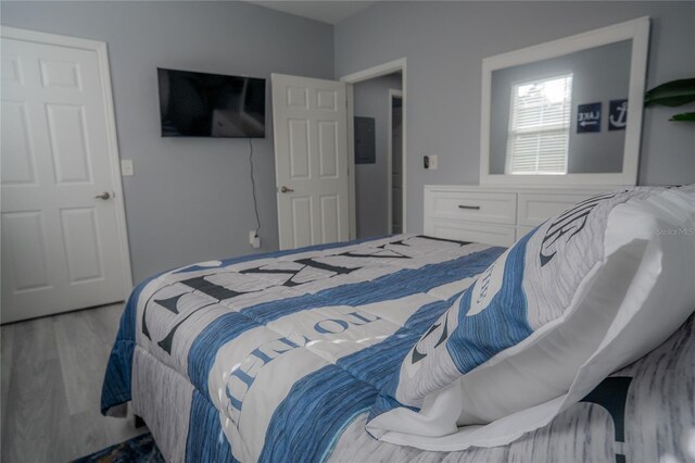 bedroom with hardwood / wood-style floors