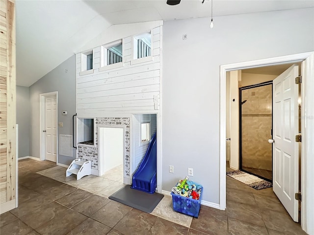 interior space featuring lofted ceiling