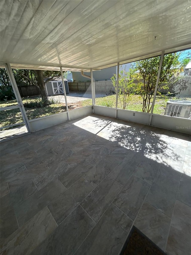view of unfurnished sunroom