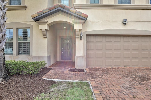 entrance to property with a garage