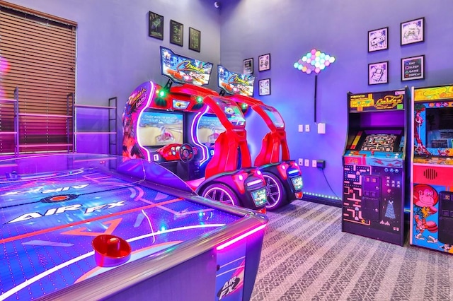 game room with carpet floors