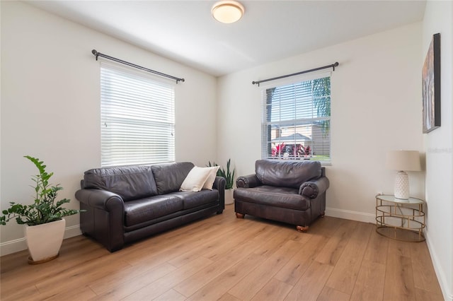 living room with light hardwood / wood-style floors