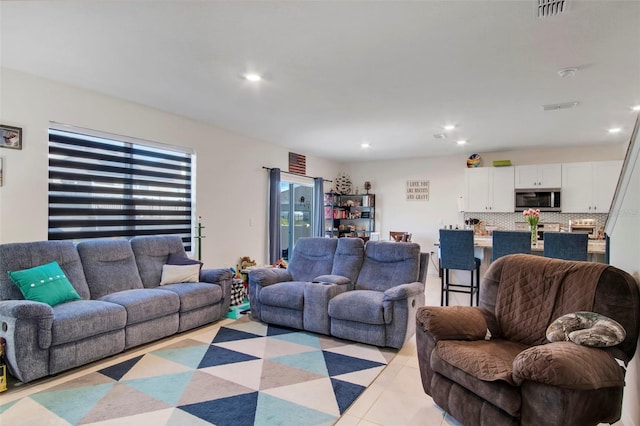 view of tiled living room