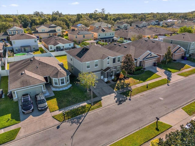 birds eye view of property with a residential view