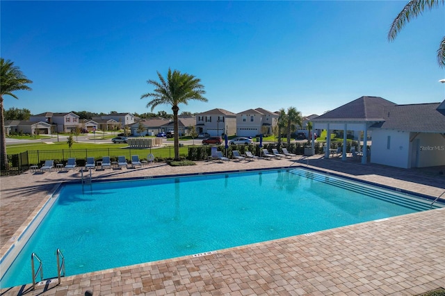 view of swimming pool featuring a patio