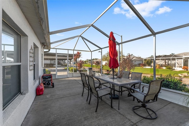 view of patio with a lanai