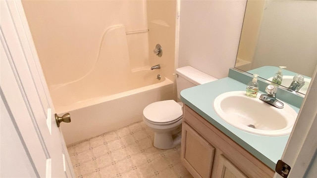 full bathroom featuring vanity, toilet, and tub / shower combination