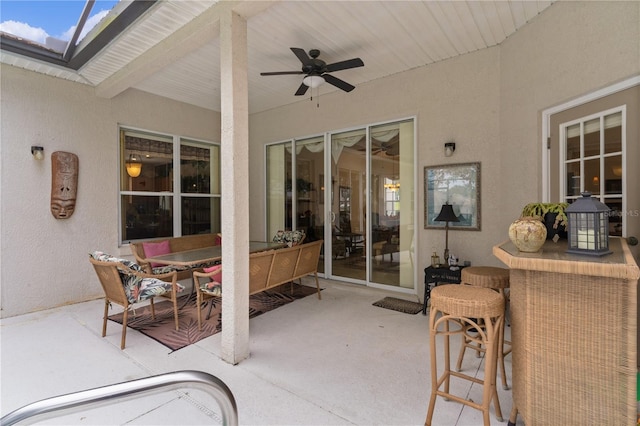 view of patio with ceiling fan