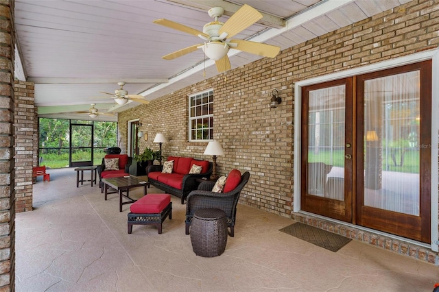 view of patio featuring french doors