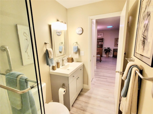 bathroom featuring vanity and wood-type flooring