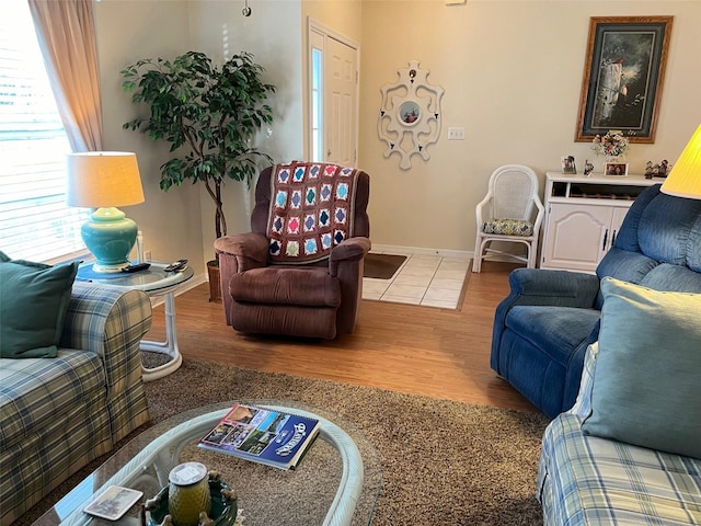 living room with hardwood / wood-style floors