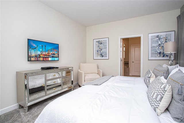 carpeted bedroom with a textured ceiling