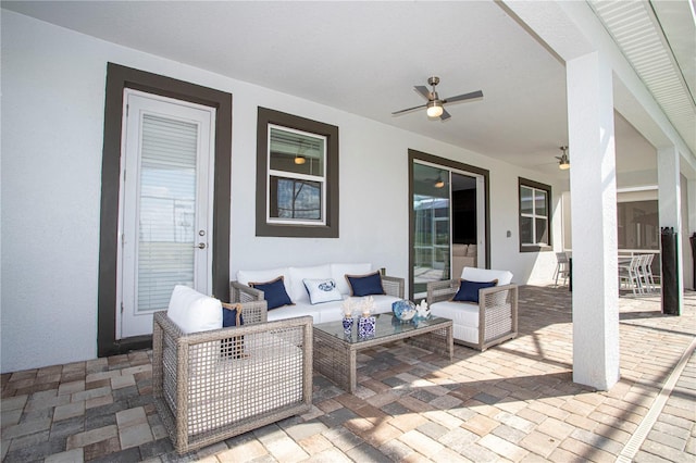 view of patio / terrace with an outdoor hangout area and ceiling fan