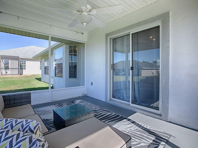 view of patio / terrace with an outdoor hangout area and ceiling fan