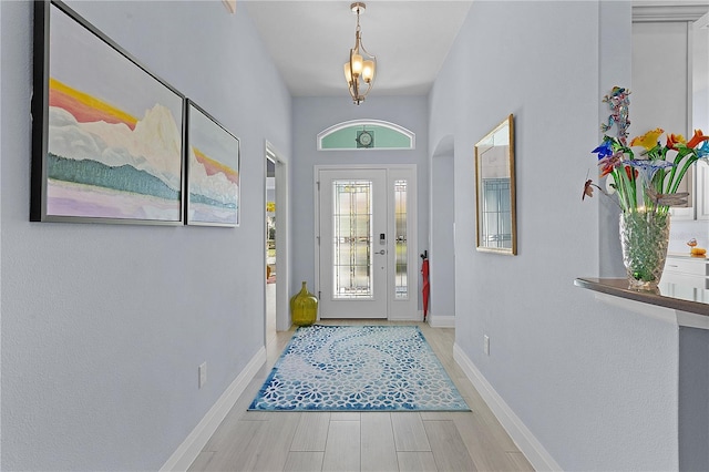 entryway with light wood-type flooring