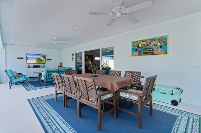 dining area featuring ceiling fan