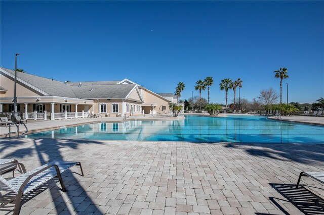 view of pool featuring a patio