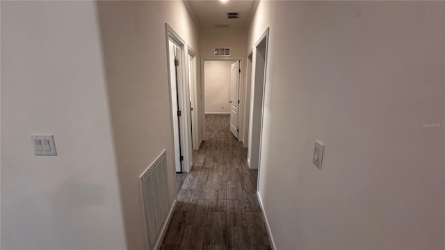 hallway featuring dark hardwood / wood-style flooring