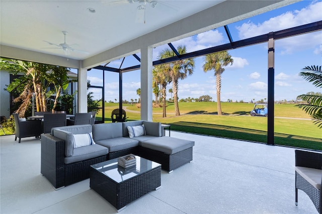 view of patio featuring outdoor lounge area and ceiling fan