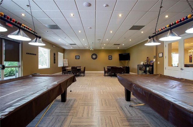 recreation room featuring billiards