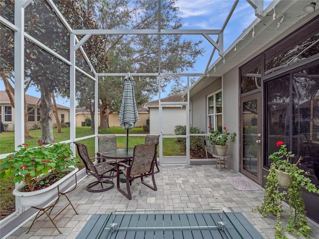 view of unfurnished sunroom