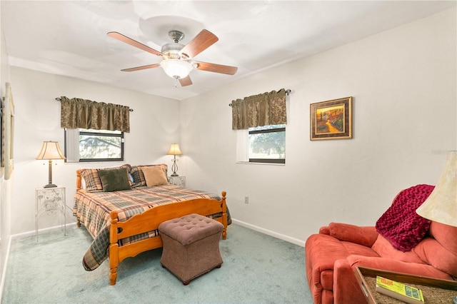 bedroom featuring carpet and ceiling fan