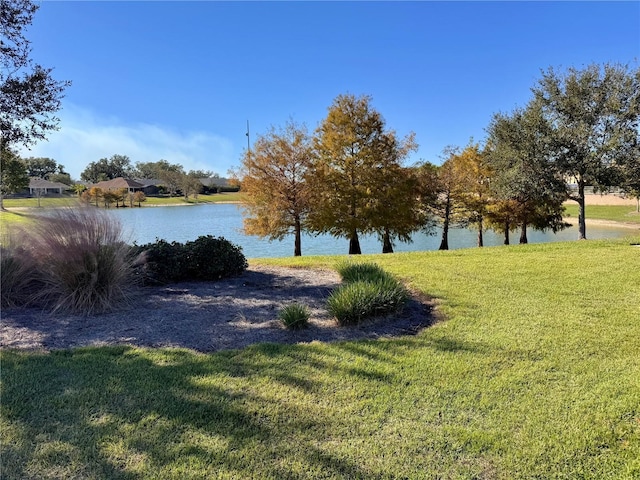 view of yard featuring a water view