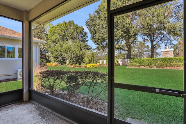 view of unfurnished sunroom