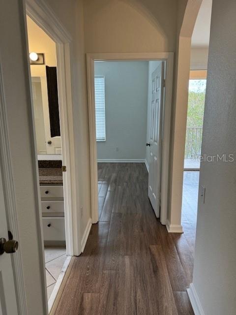 hall featuring dark hardwood / wood-style flooring