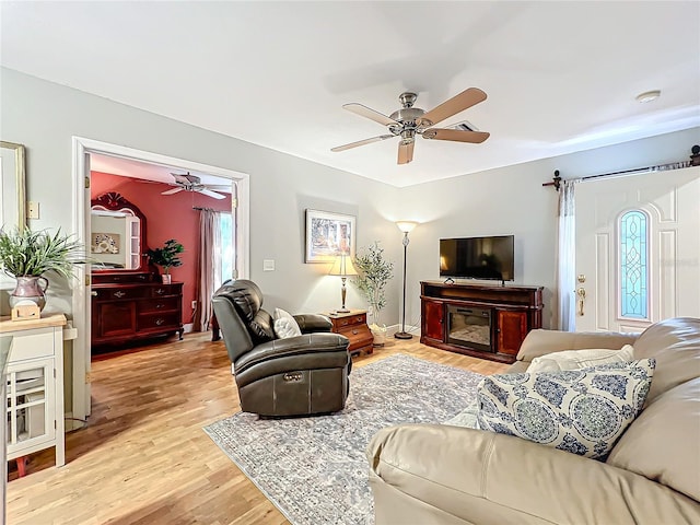 living room featuring light hardwood / wood-style floors